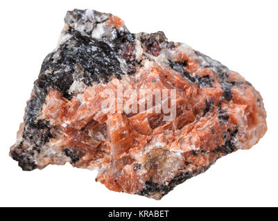 Natürliche Mineral aus rotem Granit isoliert Stockfoto