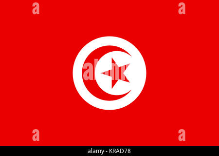Flagge von Tunesien in den richtigen Proportionen und Farben Stockfoto
