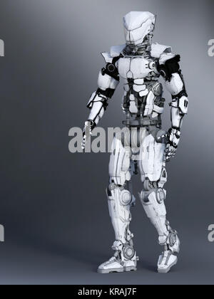 3D-Rendering eines futuristischen Roboter gehen. Stockfoto