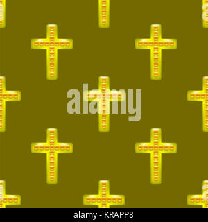 Goldene Metal Cross nahtloses Muster Stockfoto