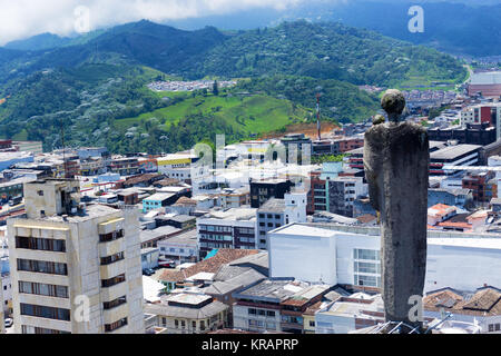 Statue mit Blick auf Cartagena, Kolumbien Stockfoto