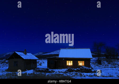 Nacht Blick auf Dorf von Hulun Buir, im Norden der Inneren Mongolei Stockfoto
