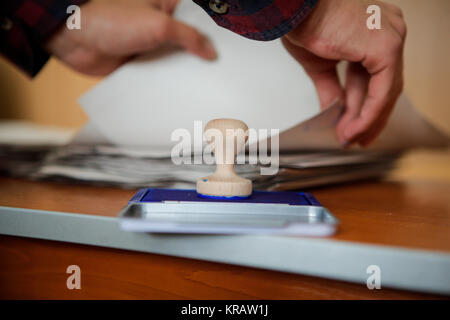 Eine Abstimmung Stempel an einem Zentrum Stockfoto