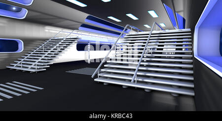 Raumstation Interieur. 3D Architektur Visualisierung. Stockfoto