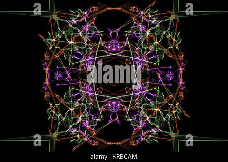 Bunte neon abstrakte symmetrisch Leuchten. Seide Symmetrie Serie. Stockfoto