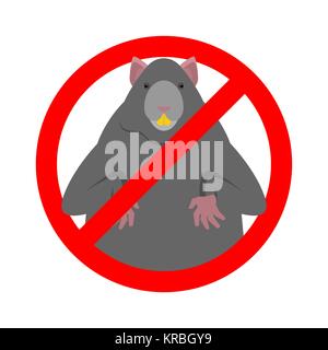 Stop Ratte. Verbot große Maus. Nagetier unerschwinglich Zeichen Vector Illustration Stock Vektor