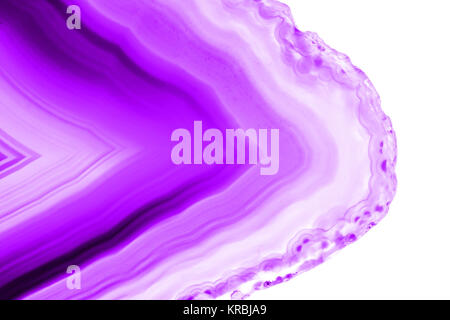 Zusammenfassung Hintergrund, Ultra Violet pruple Achat mineral Querschnitt auf weißem Hintergrund Stockfoto