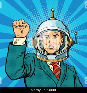 Geschäftsmann Astronaut Hand in einer Geste der Einheit Stockfoto