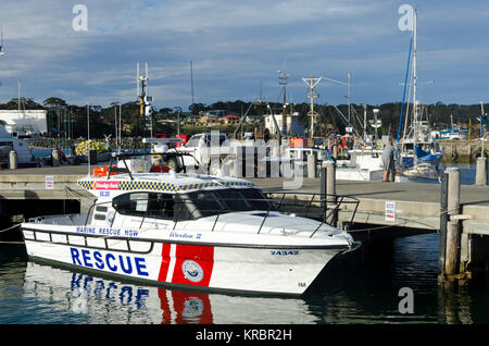 Rettungsboot im Hafen, Ulladulla, New South Wales, Australien Stockfoto