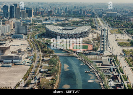 Peking, China - April 7, 2016: Peking Metropole von oben gesehen. Stockfoto