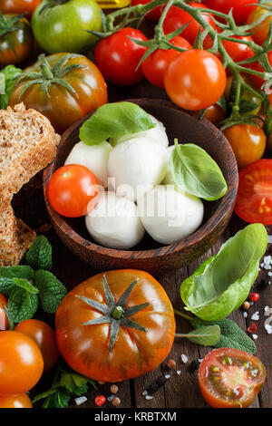 Italienische ingridients für Caprese Salat Stockfoto