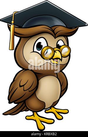 Kluge Eule Absolvent Lehrer Charakter Stock Vektor