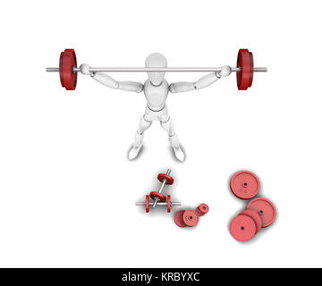 3D Render von jemandem Gewichte heben Stockfoto