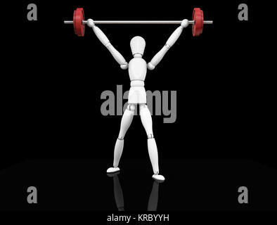 3D Rendern eines Mannes, Gewichte zu heben Stockfoto