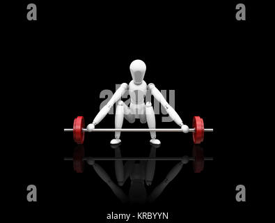 3D Rendern eines Mannes, Gewichte zu heben Stockfoto