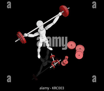 3D Rendern eines Mannes, Gewichte zu heben Stockfoto
