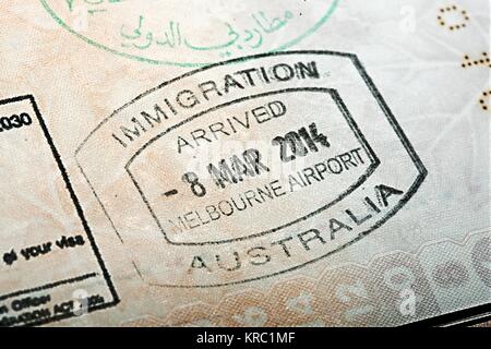 Australische Passstempel Stockfoto