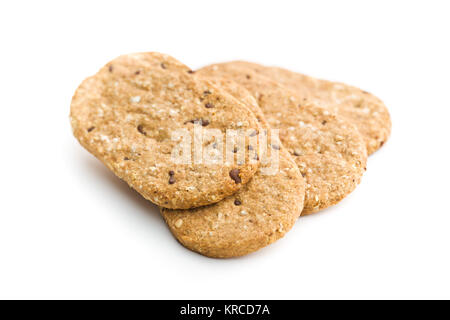 Lecker Haferflocken Cookies auf weißem Hintergrund. Stockfoto