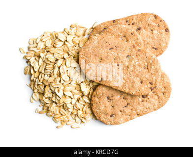 Lecker Haferflocken Cookies auf weißem Hintergrund. Stockfoto