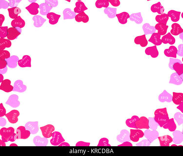 Valentines Tag herzen Grenze von Rot und Rosa Streusel Stockfoto