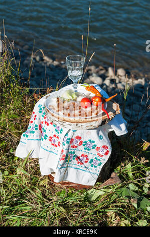 Russischer Wodka in Schnapsglas Stockfoto