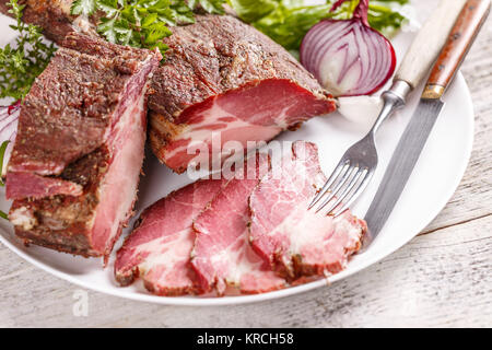 Trocken und geräucherter Schweinenacken Stockfoto