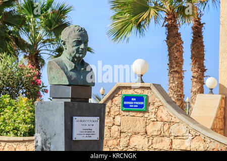 Statue von Georges Vynckier, der Gründer des Tourismus in Kap Verde, in Santa Maria, Sal, Salina, Kap Verde, Afrika Stockfoto