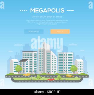 Megapolis - moderne Vector Illustration Stock Vektor