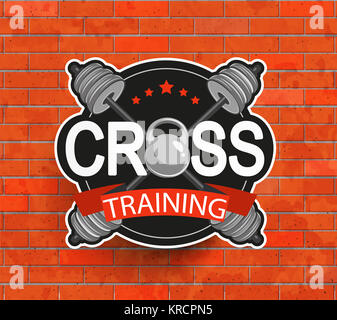 Im Retrostil crosstraining Emblem. Stockfoto