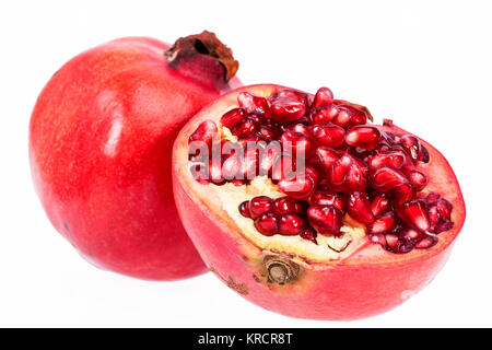 Frucht der rote Granatapfel auf weißem Hintergrund Stockfoto