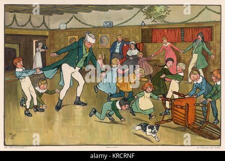 Ein Spiel der Blinden Buff (oder Bluff) bei Kindern im frühen 19. Jahrhundert. Um 1830 Stockfoto
