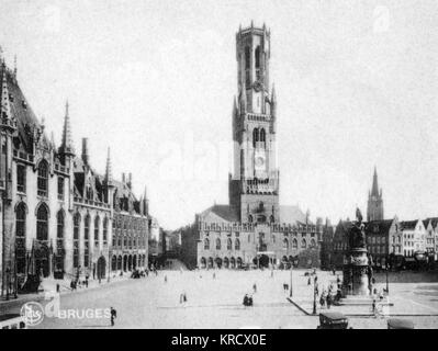 Marktplatz und Glockenturm, Brügge, Belgien Stockfoto