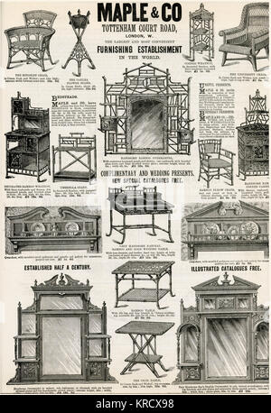 Werbung für Maple & Co Möbel 1890 Stockfoto