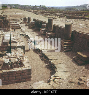 Corbridge Roman, Northumberland, England. Die erste römische Präsenz hier war 79 n. Chr., als eine kleine Militärfestung und ein Badehaus errichtet wurden. Stockfoto