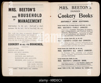 Werbung für Mrs. Beetons Buch der Haushaltsführung Stockfoto