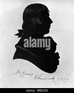 Silhouette Porträt von Robert Burns (1759 - 1796), schottische Nationaldichter. Datum: 1787 Stockfoto