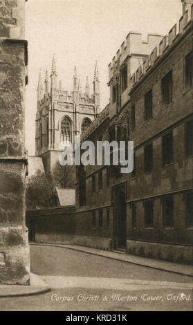 Corpus Christi College und Merton Tower, Oxford Stockfoto