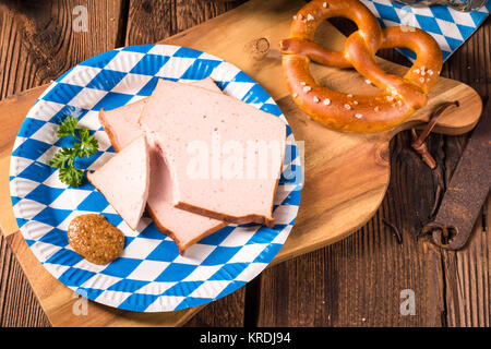 Bayerischen Hackbraten mit süß senf Stockfoto