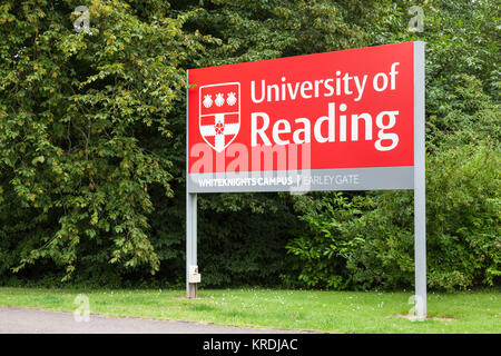 Eingangsschild der Universität von Reading. Berkshire GROSSBRITANNIEN Stockfoto