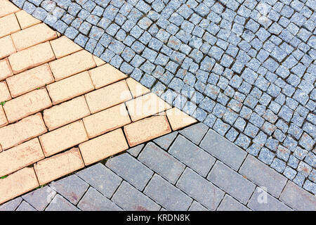 Drei verschiedene Kopfsteinpflaster Texturen Stockfoto