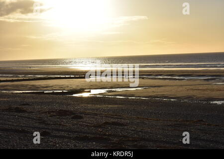 Cleveleys Beach Sunset Stockfoto