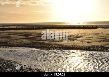 Cleveleys Beach Sunset Stockfoto
