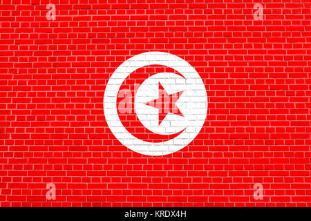 Flagge Tunesien auf Mauer Textur Hintergrund Stockfoto