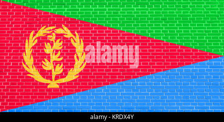 Flagge Eritrea auf Mauer Textur Hintergrund Stockfoto