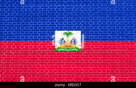 Flagge Haiti auf Mauer Textur Hintergrund Stockfoto