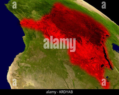 Demokratische Republik Kongo aus dem Weltraum Stockfoto