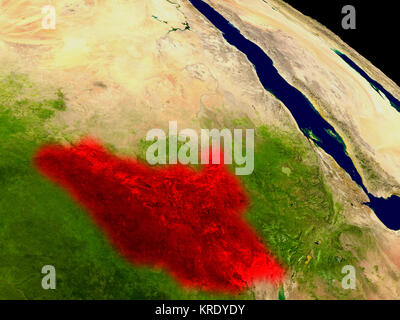Der Süden des Sudan aus dem Weltraum Stockfoto