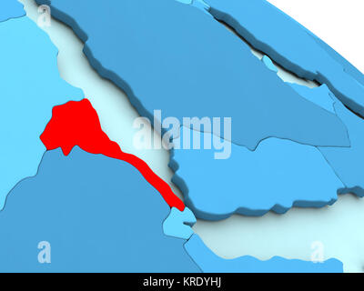 Eritrea in Rot auf Blau Kugel Stockfoto