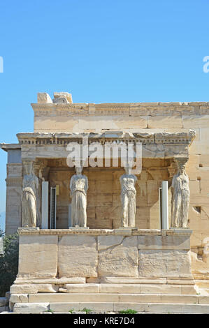 Die caryatid Veranda Im Erechtheion auf der Akropolis in Athen, Griechenland Stockfoto