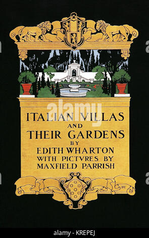 "Edith Wharton (Edith Newbold Jones geboren; Januar 24, 1862? 11. August 1937) war ein mit dem Pulitzer-Preis ausgezeichneten amerikanischen Schriftsteller, kurze Geschichte Autor und Designer. Ihr Buch ''Italienische Villen und ihre Gärten'' von 1904 wurde von Maxfield Parrish dargestellt." Stockfoto